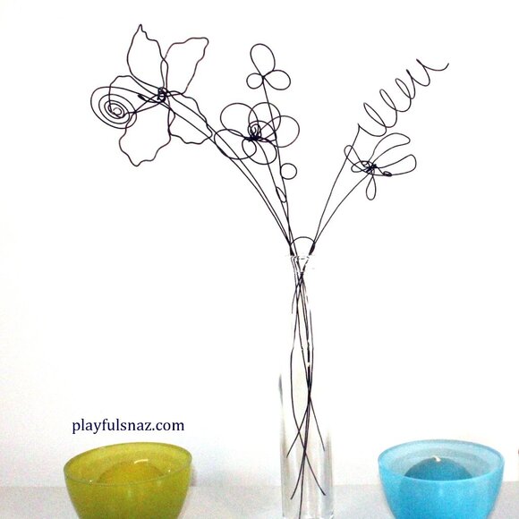 Handmade Wire Flowers Made to Order Made In Canada One of a kind Metal Bouquet - Picture 12 of 13